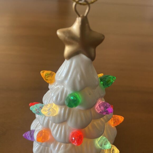Lit Ceramic Retro Christmas Tree Ornament White Wondershop 2023 Target Light Up - Picture 4 of 7
